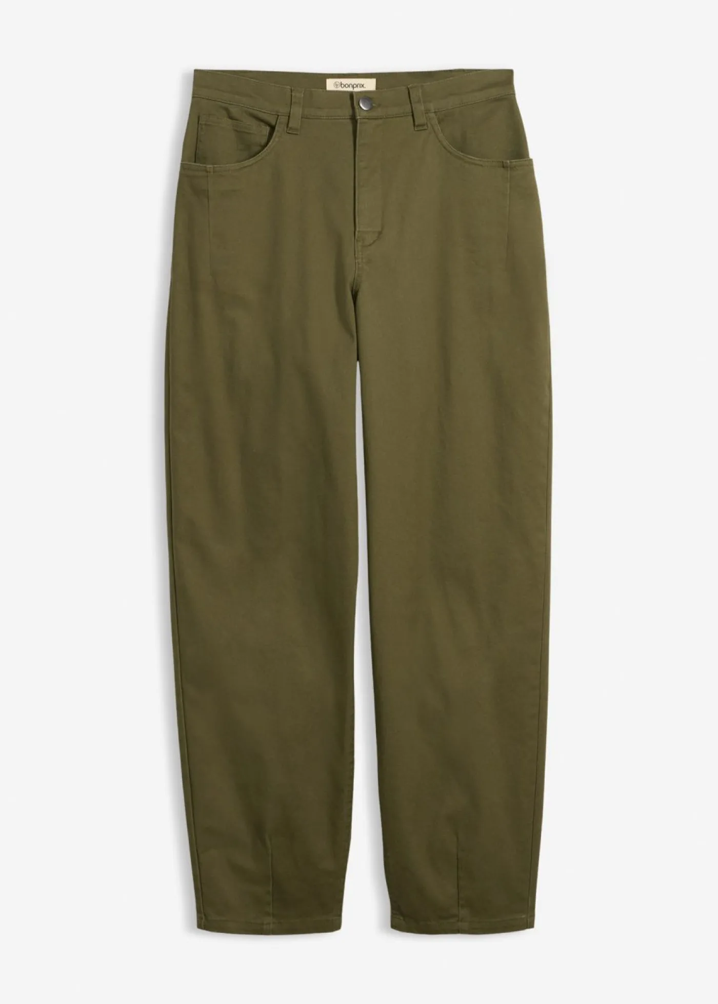 bonprix bonprix Pantalón con cinturilla cómoda y corte barrel Verde oliva oscuro Sale