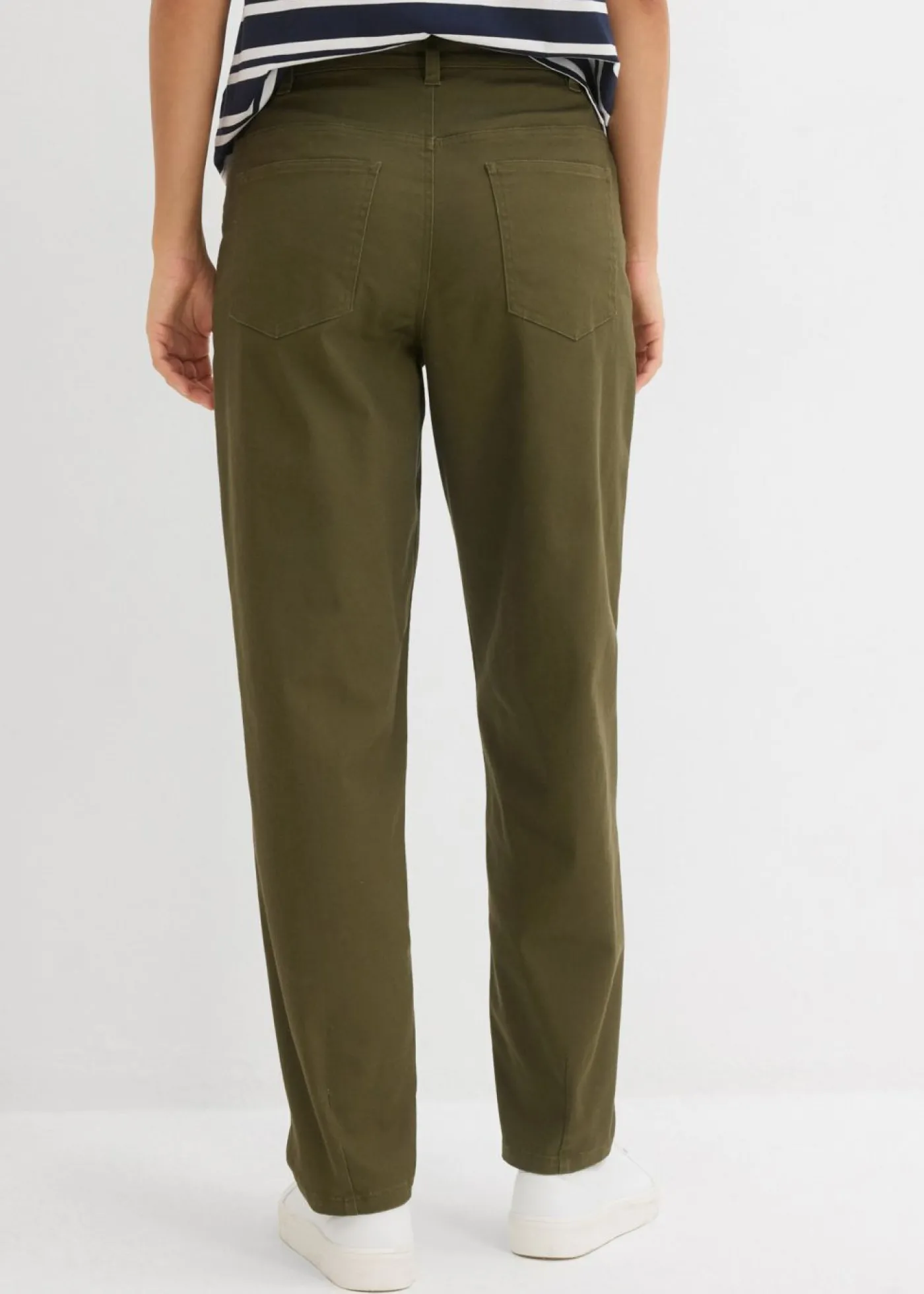 bonprix bonprix Pantalón con cinturilla cómoda y corte barrel Verde oliva oscuro Sale