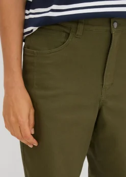 bonprix bonprix Pantalón con cinturilla cómoda y corte barrel Verde oliva oscuro Sale