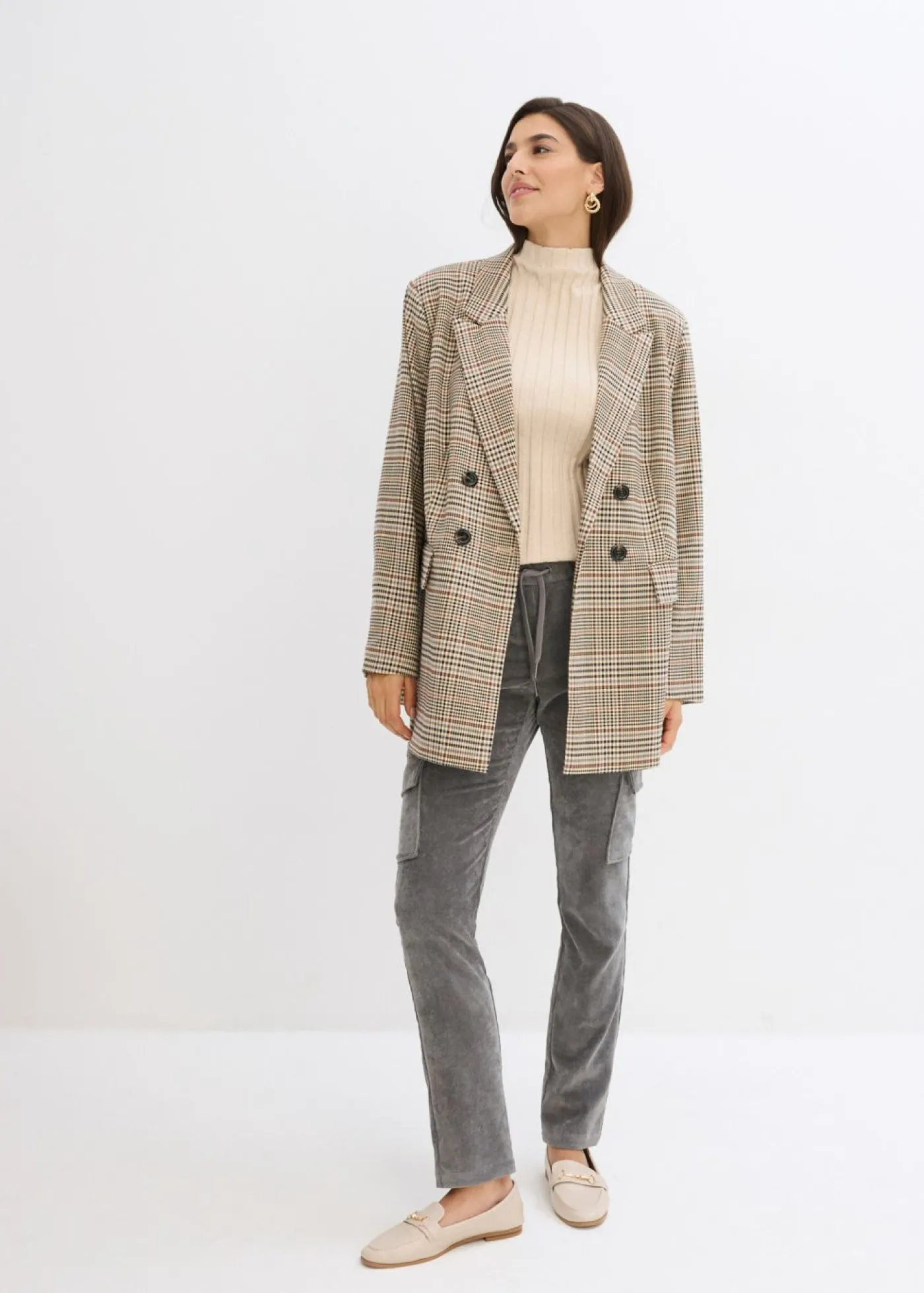 bonprix bonprix Pantalón con cinturilla elástica Gris ahumado Online