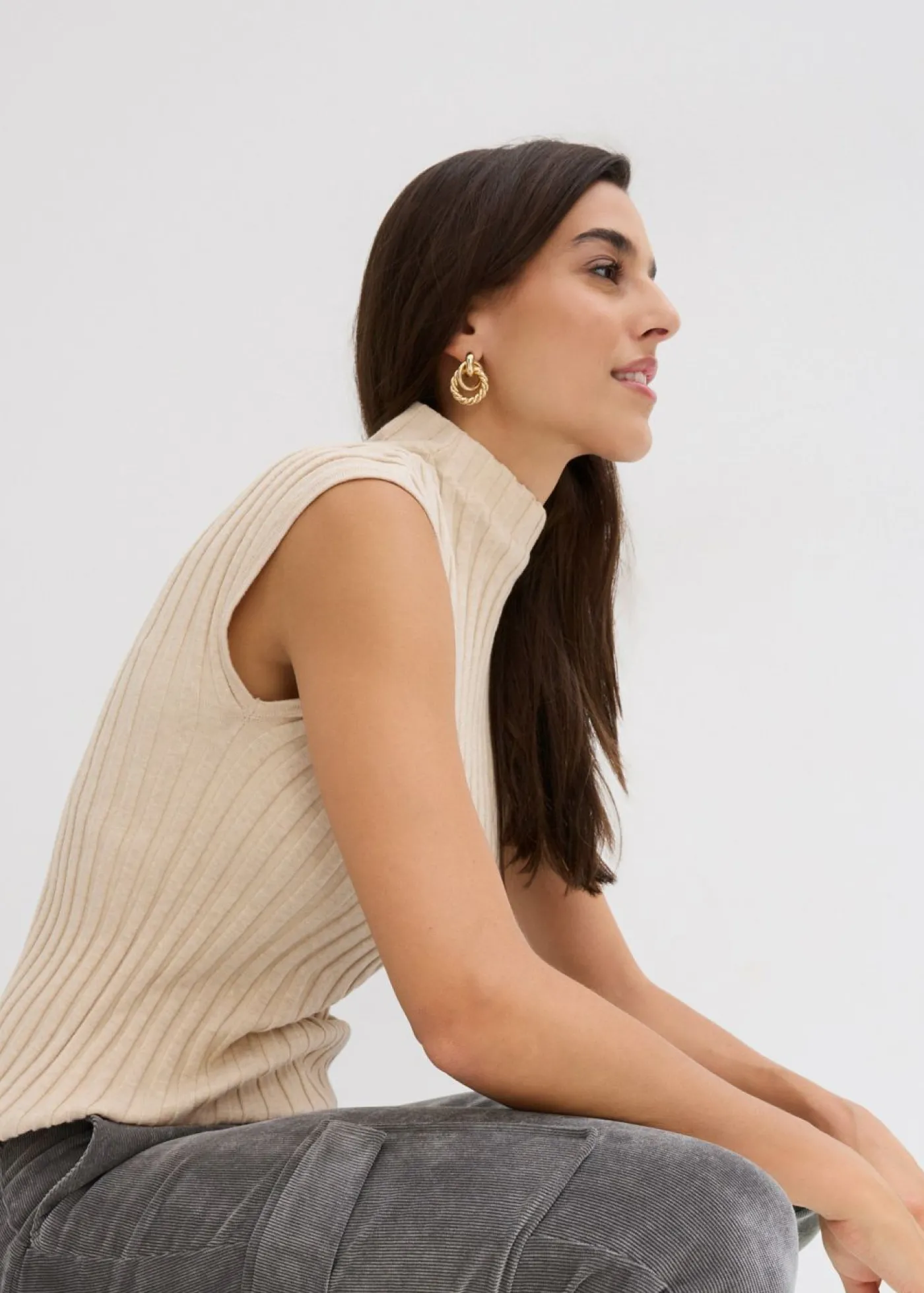 bonprix bonprix Pantalón con cinturilla elástica Gris ahumado Online