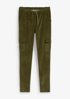 bonprix bonprix Pantalón con cinturilla elástica Verde oliva oscuro