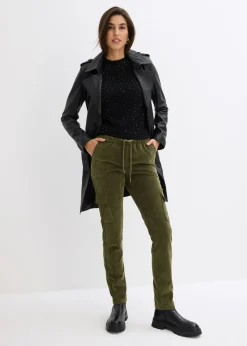bonprix bonprix Pantalón con cinturilla elástica Verde oliva oscuro