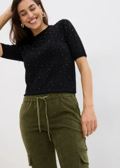 bonprix bonprix Pantalón con cinturilla elástica Verde oliva oscuro
