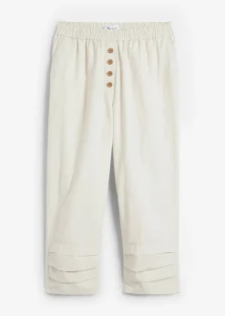 bonprix bonprix Pantalón con corte zanahoria de mezcla de lino y algodón gris guijarro New