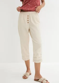 bonprix bonprix Pantalón con corte zanahoria de mezcla de lino y algodón gris guijarro New