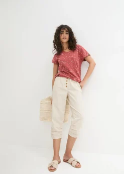 bonprix bonprix Pantalón con corte zanahoria de mezcla de lino y algodón gris guijarro New