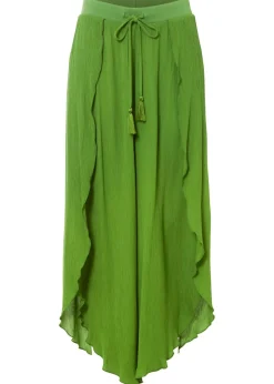 bonprix bonprix Pantalón con efecto arrugado estructurado verde cactus Clearance