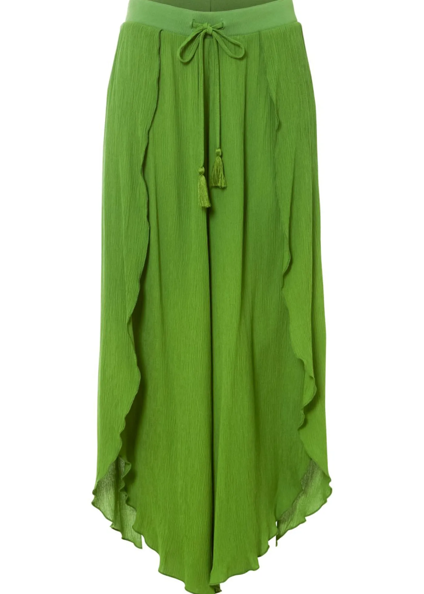 bonprix bonprix Pantalón con efecto arrugado estructurado verde cactus Clearance
