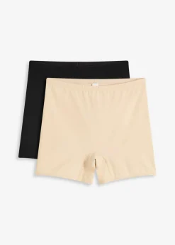 bonprix bonprix Pantalón con efecto moldeador medio (2 unidades) Negro-beige arena Discount