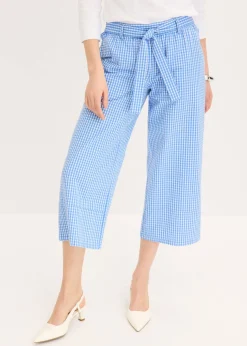 bonprix bonprix Pantalón con estampado de cuadros vichy blanco lana/azul provenzal a cuadros Outlet