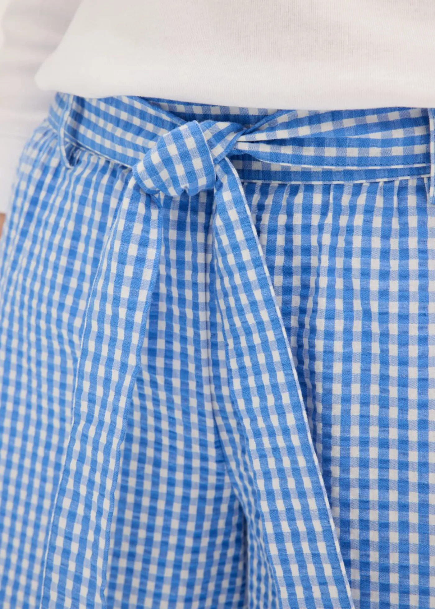 bonprix bonprix Pantalón con estampado de cuadros vichy blanco lana/azul provenzal a cuadros Outlet