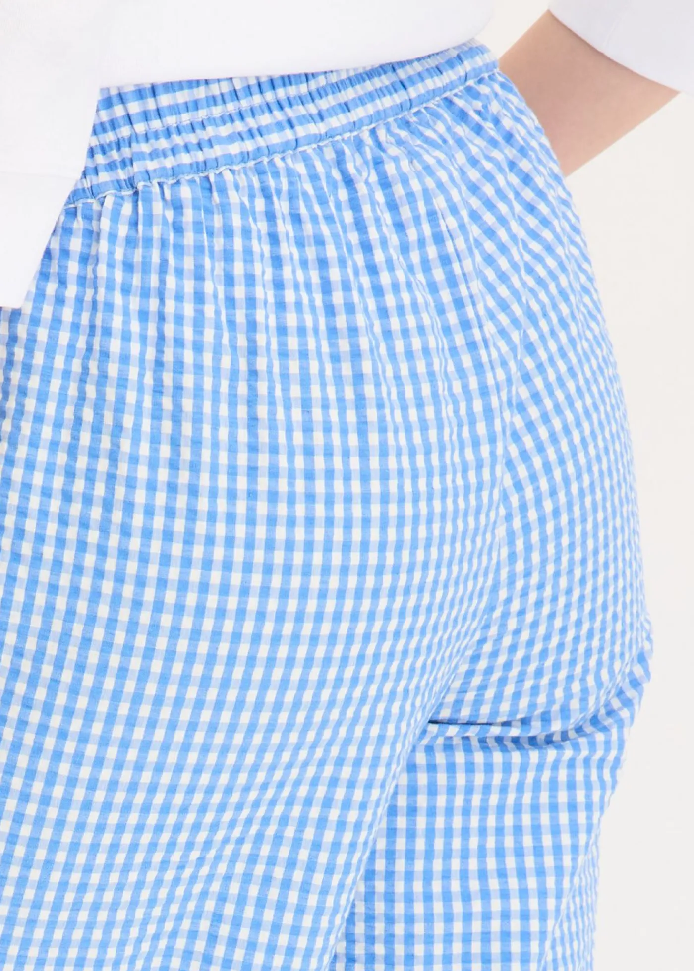 bonprix bonprix Pantalón con estampado de cuadros vichy blanco lana/azul provenzal a cuadros Outlet