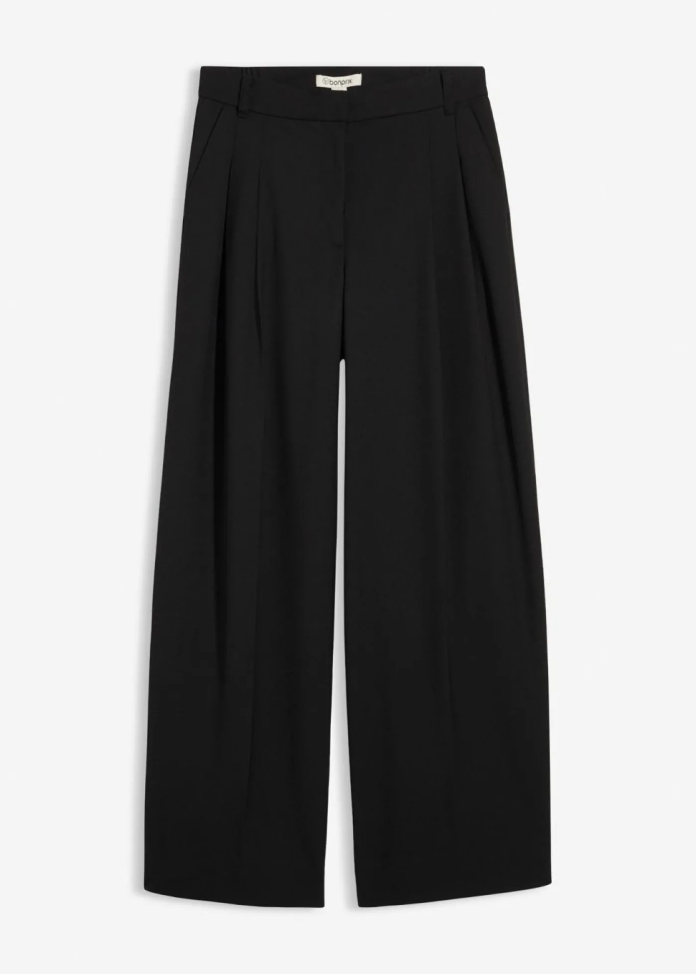 bonprix bonprix Pantalón con pinzas, cinturilla cómoda y abertura Negro