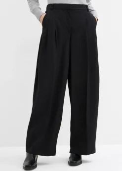 bonprix bonprix Pantalón con pinzas, cinturilla cómoda y abertura Negro