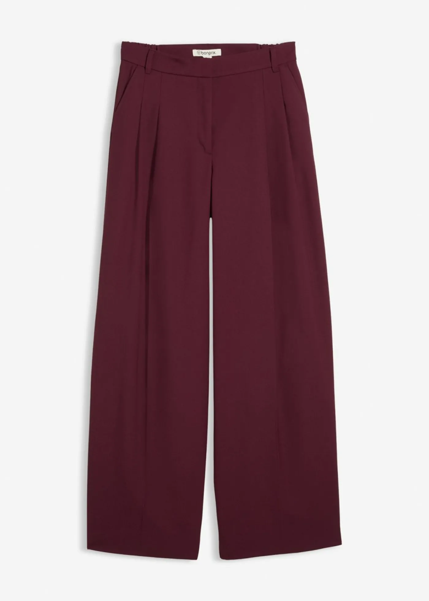 bonprix bonprix Pantalón con pinzas, cinturilla cómoda y abertura rojo burdeos Online