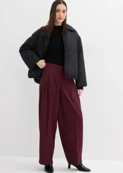 bonprix bonprix Pantalón con pinzas, cinturilla cómoda y abertura rojo burdeos Online