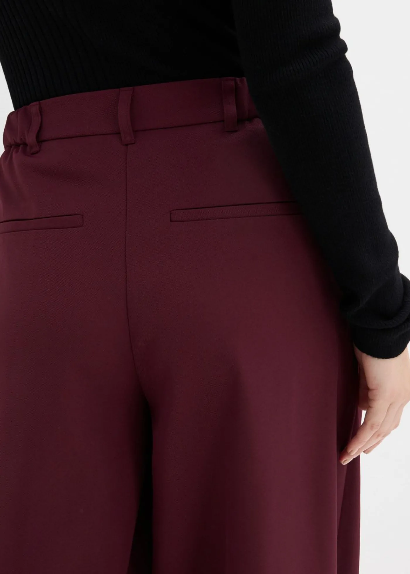 bonprix bonprix Pantalón con pinzas, cinturilla cómoda y abertura rojo burdeos Online