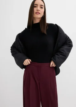 bonprix bonprix Pantalón con pinzas, cinturilla cómoda y abertura rojo burdeos Online
