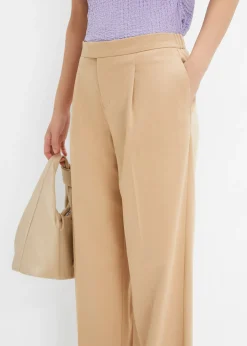 bonprix bonprix Pantalón con pinzas y cinturilla cómoda Café con leche New