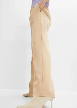 bonprix bonprix Pantalón con pinzas y cinturilla cómoda Café con leche New