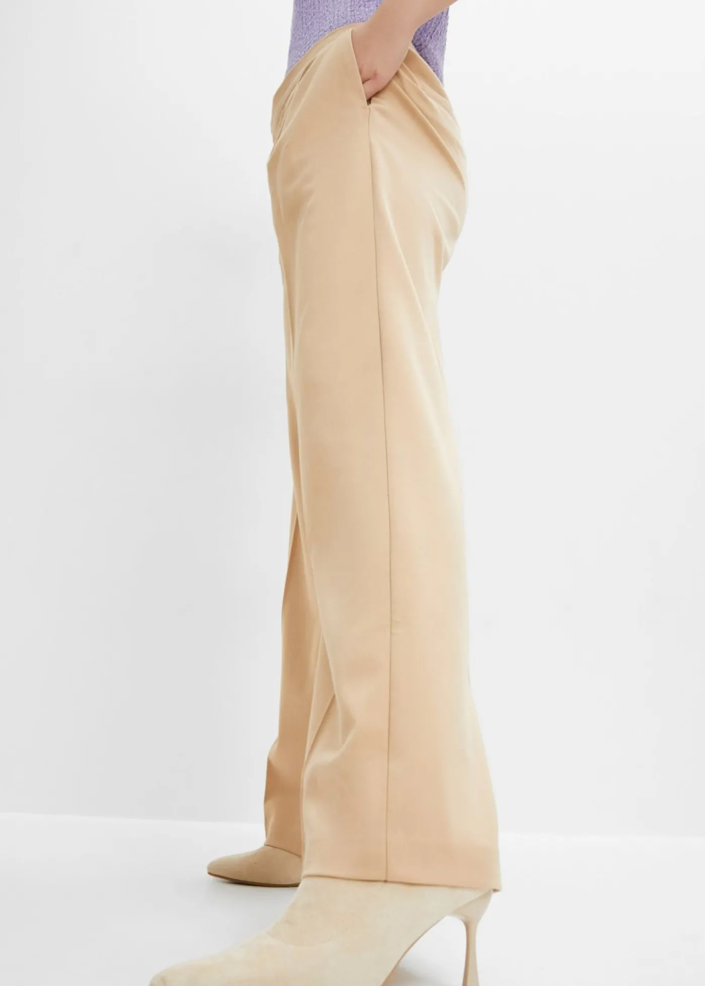 bonprix bonprix Pantalón con pinzas y cinturilla cómoda Café con leche New