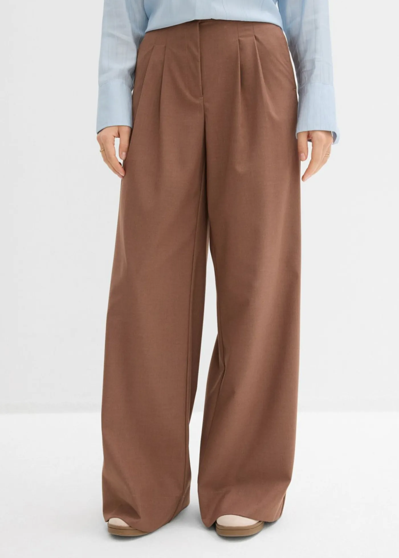 bonprix bonprix Pantalón con pinzas y cinturilla cómoda Marrón castaño New