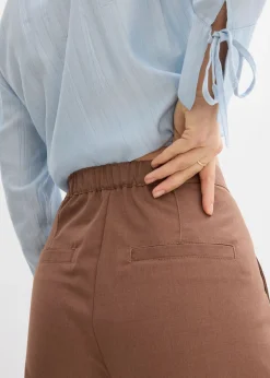 bonprix bonprix Pantalón con pinzas y cinturilla cómoda Marrón castaño New