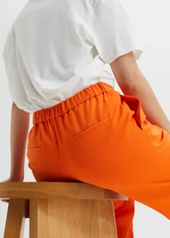bonprix bonprix Pantalón con pinzas y cinturilla cómoda Naranja cálido Outlet