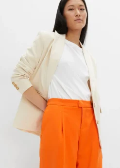 bonprix bonprix Pantalón con pinzas y cinturilla cómoda Naranja cálido Outlet