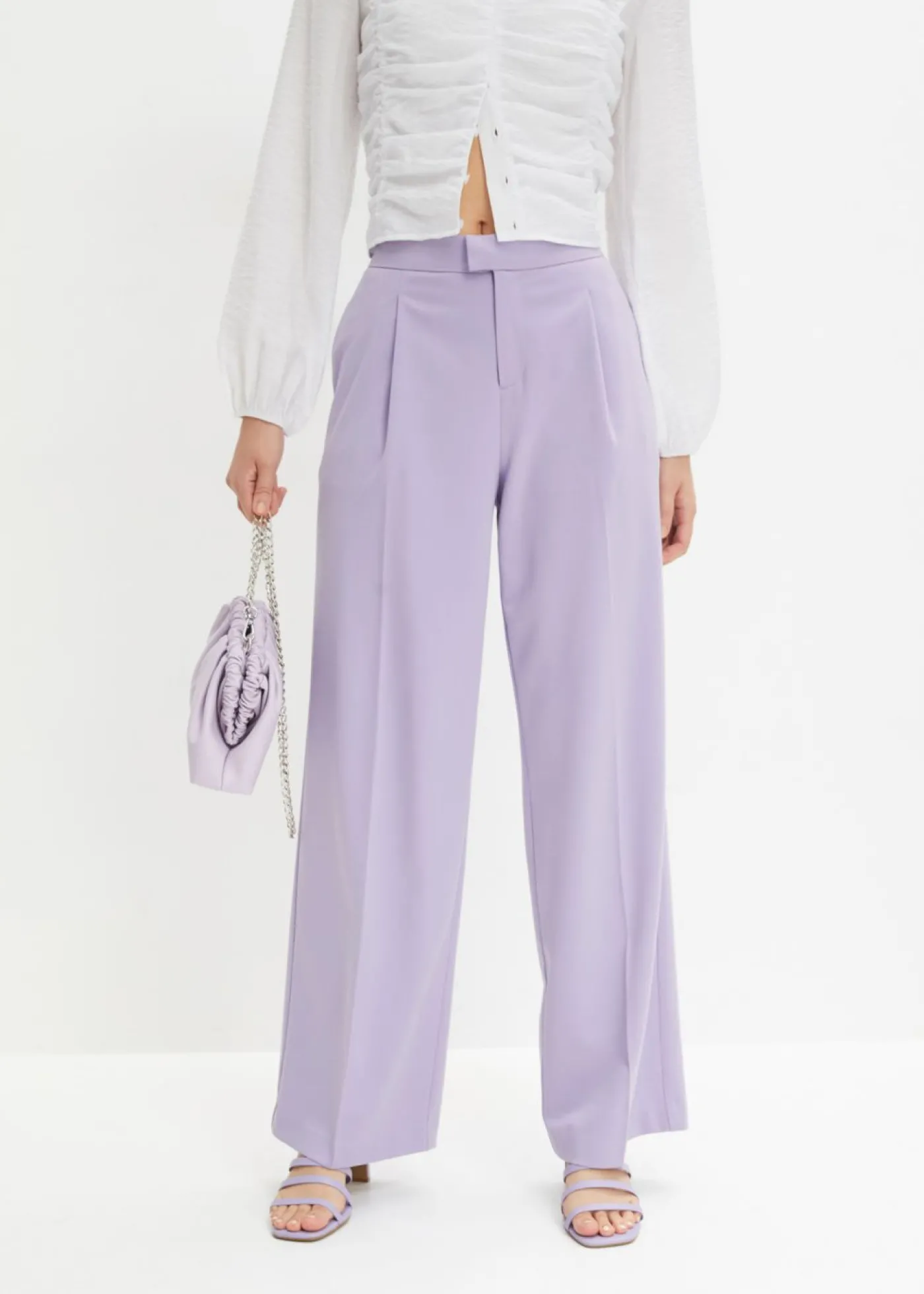 bonprix bonprix Pantalón con pinzas y cinturilla cómoda Violeta claro