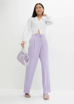 bonprix bonprix Pantalón con pinzas y cinturilla cómoda Violeta claro