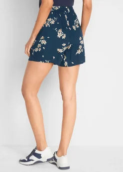 bonprix bonprix Pantalón corto Azul oscuro de flores + verde oliva oscuro monocolor Clearance