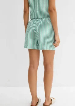bonprix bonprix Pantalón corto a rayas de algodón puro verde gema-blanco con rayas Best