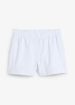 bonprix bonprix Pantalón corto a rayas de algodón puro azul pálido-blanco con rayas Online