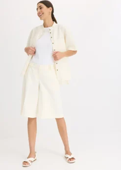 bonprix bonprix Pantalón corto ajustado Blanco-crema Outlet