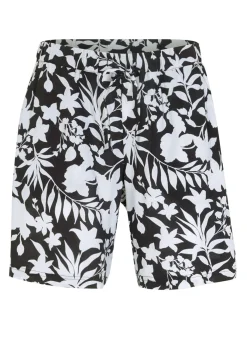 bonprix bonprix Pantalón corto ancho de viscosa con cómoda cinturilla alta Negro-blanco de flores Best