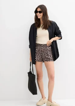 bonprix bonprix Pantalón corto con cinturilla elástica estampado leo beige New