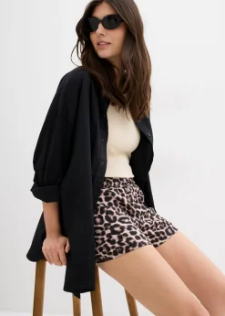 bonprix bonprix Pantalón corto con cinturilla elástica estampado leo beige New