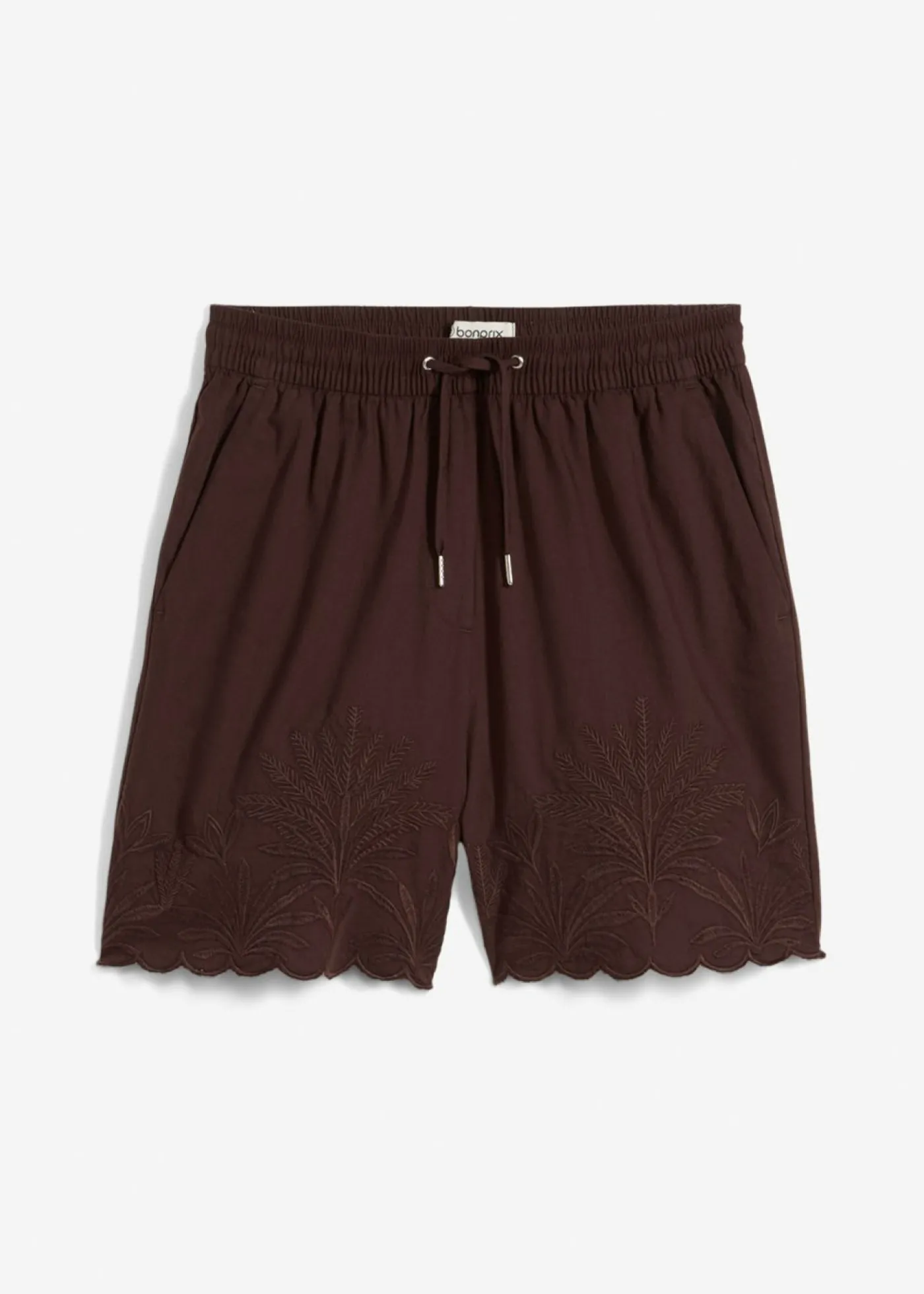 bonprix bonprix Pantalón corto con contenido de seda Marrón oscuro Clearance