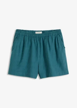 bonprix bonprix Pantalón corto con contenido de lino verde pimiento Sale