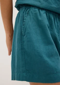 bonprix bonprix Pantalón corto con contenido de lino verde pimiento Sale