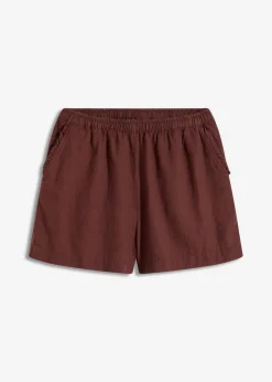 bonprix bonprix Pantalón corto con contenido de lino Café Discount