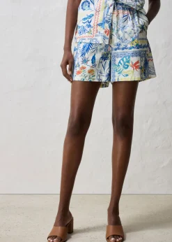 bonprix bonprix Pantalón corto con contenido de seda Azul ártico