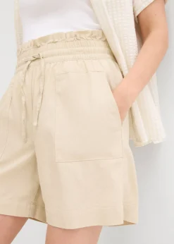 bonprix bonprix Pantalón corto con lino Arena claro Hot