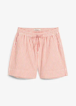 bonprix bonprix Pantalón corto de algodón puro rojo amapola-blanco lana rayas verticales Best