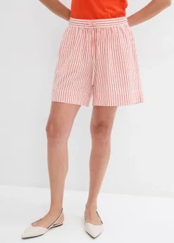 bonprix bonprix Pantalón corto de algodón puro rojo amapola-blanco lana rayas verticales Best