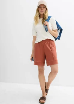 bonprix bonprix Pantalón corto de chándal de mezcla de algodón Coñac New