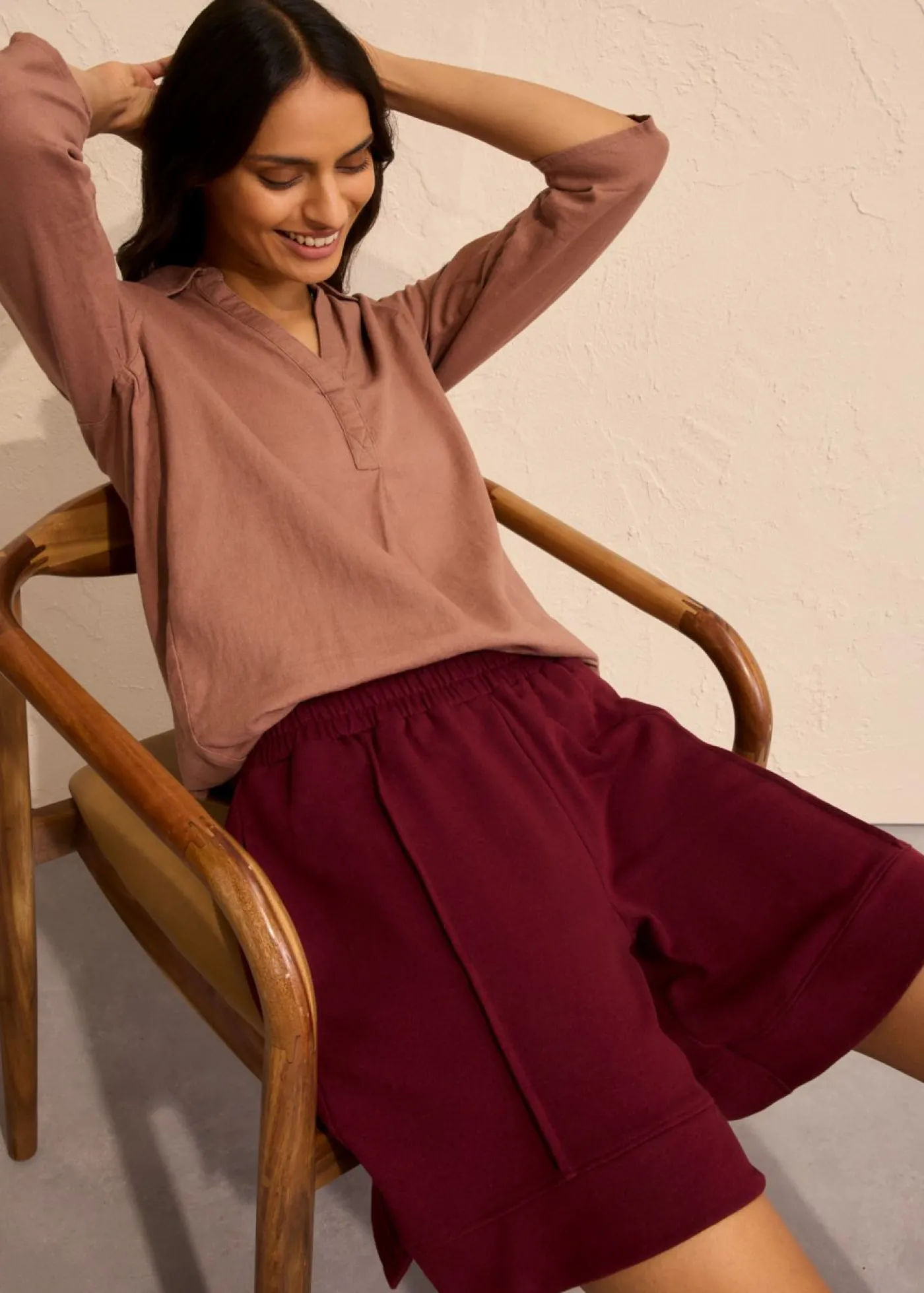 bonprix bonprix Pantalón corto de chándal de mezcla de algodón rojo avellana Online