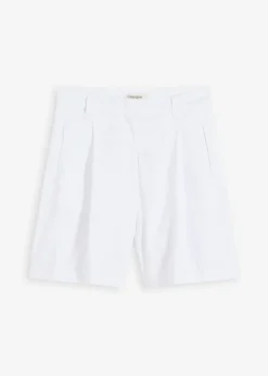 bonprix bonprix Pantalón corto de mezcla de lino ligero Blanco Sale